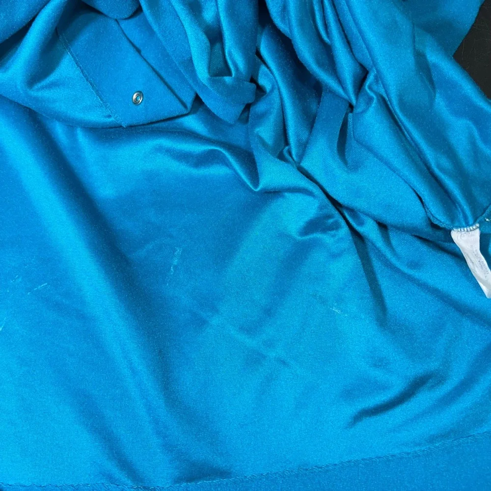 Vintage Vanity Fair Robe Size L Blue Snap Front Pockets Housecoat USA Made 80s